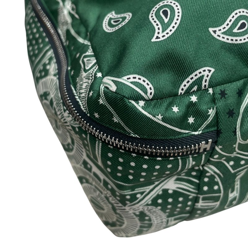 HERMES 愛馬仕 OUZE DE VOYAGE 旅行收納袋 絲綢 綠色 銀釦-13