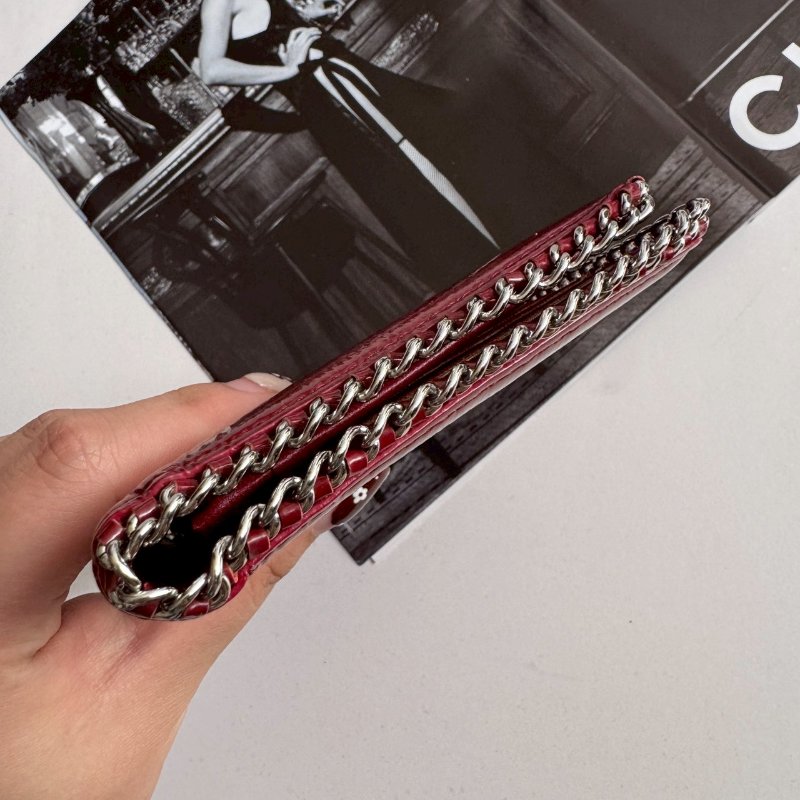 💥復古必買款❤️‍🔥Chanel 紅色漆皮銀邊長夾-4