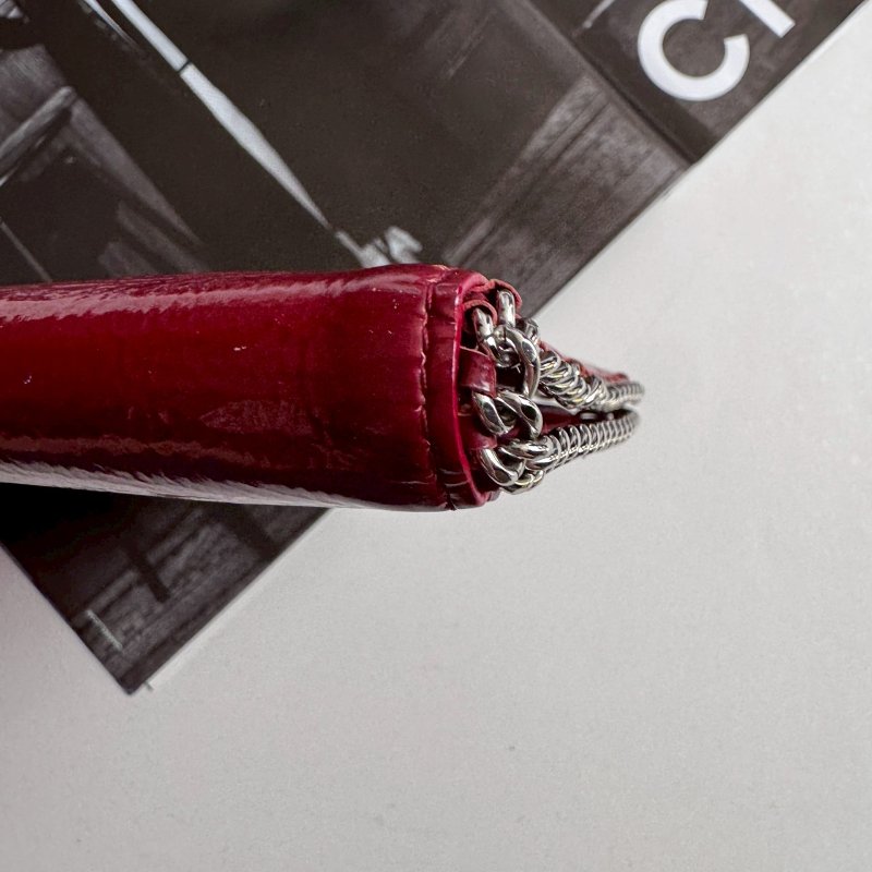 💥復古必買款❤️‍🔥Chanel 紅色漆皮銀邊長夾-6