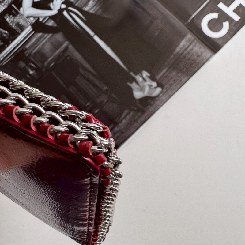 💥復古必買款❤️‍🔥Chanel 紅色漆皮銀邊長夾-8