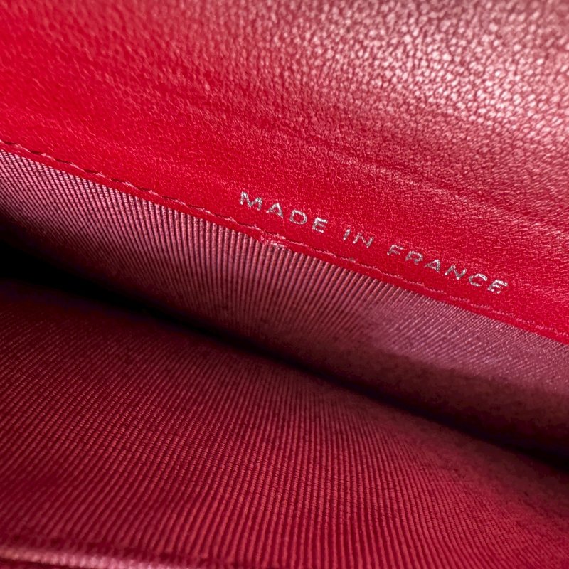 💥復古必買款❤️‍🔥Chanel 紅色漆皮銀邊長夾-18