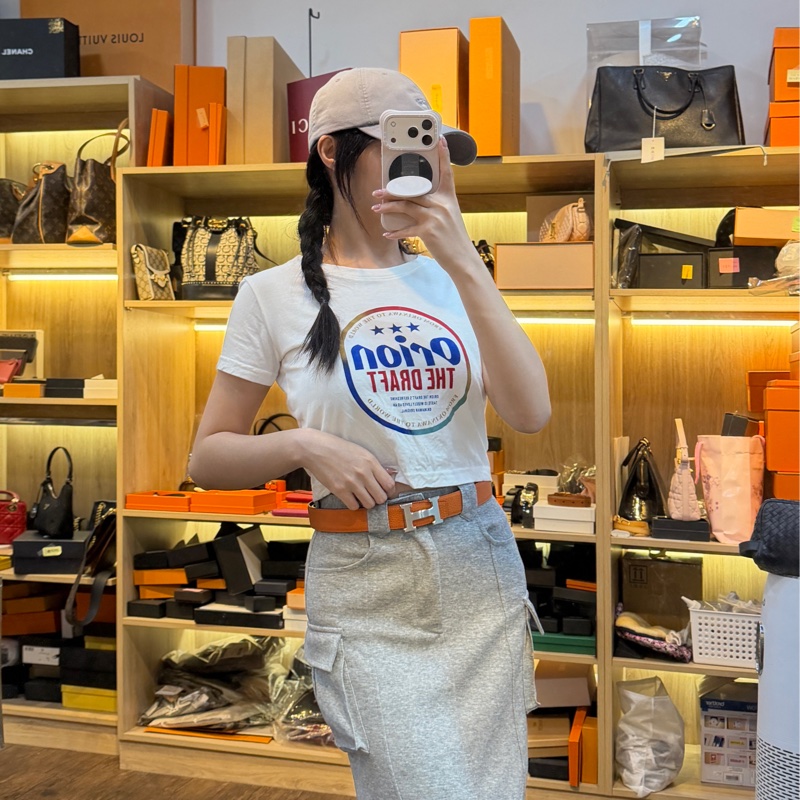 莉亞精品♡Hermes橘色皮帶90cm-1