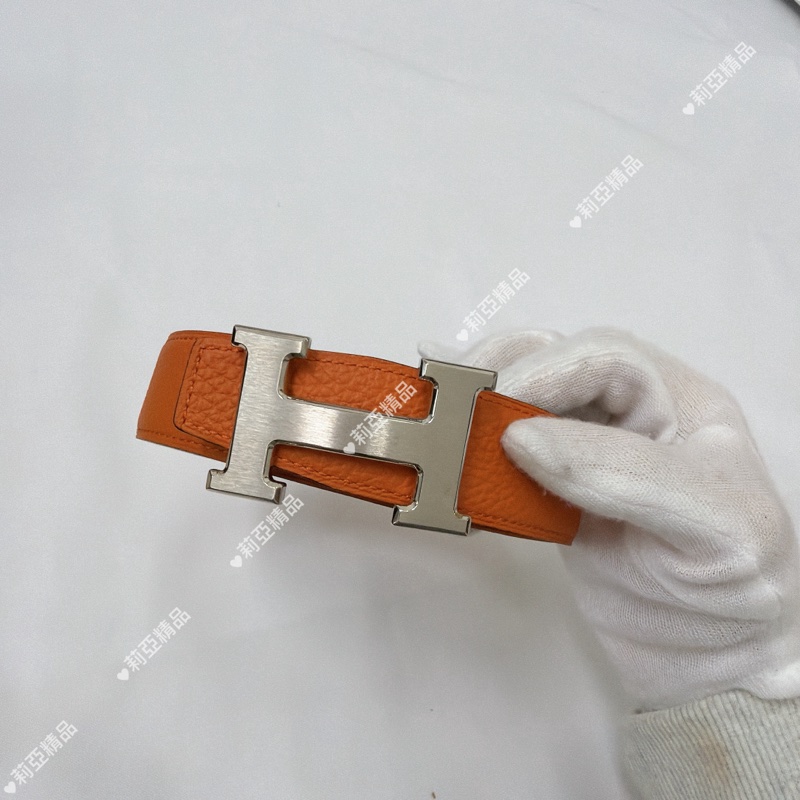 莉亞精品♡Hermes橘色皮帶90cm-4