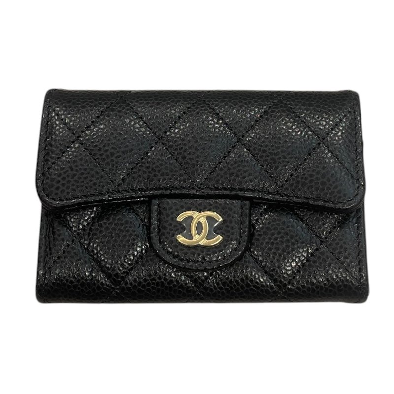 CHANEL 香奈兒 AP0214 名片夾 荔枝皮 黑色 金釦-0