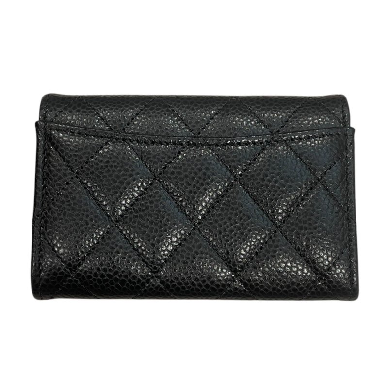 CHANEL 香奈兒 AP0214 名片夾 荔枝皮 黑色 金釦-1