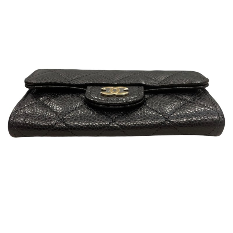 CHANEL 香奈兒 AP0214 名片夾 荔枝皮 黑色 金釦-4