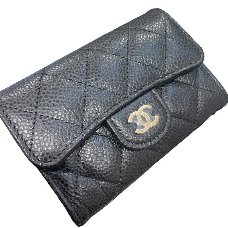 CHANEL 香奈兒 AP0214 名片夾 荔枝皮 黑色 金釦-10