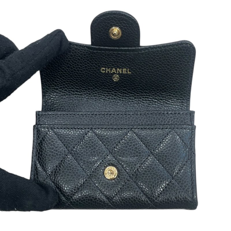 CHANEL 香奈兒 AP0214 名片夾 荔枝皮 黑色 金釦-11