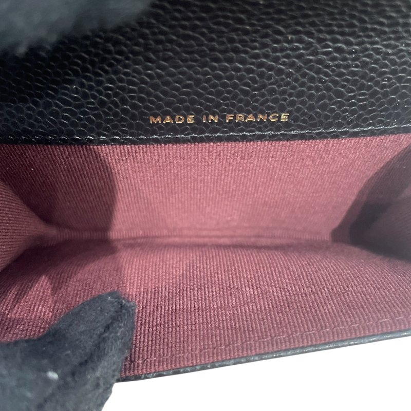 CHANEL 香奈兒 AP0214 名片夾 荔枝皮 黑色 金釦-12