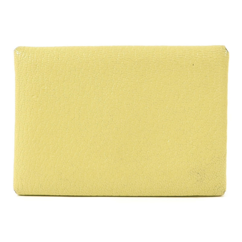 HERMES Chevre皮革Calvi Duo Card Holder卡片套Jaune Bourgeon-1