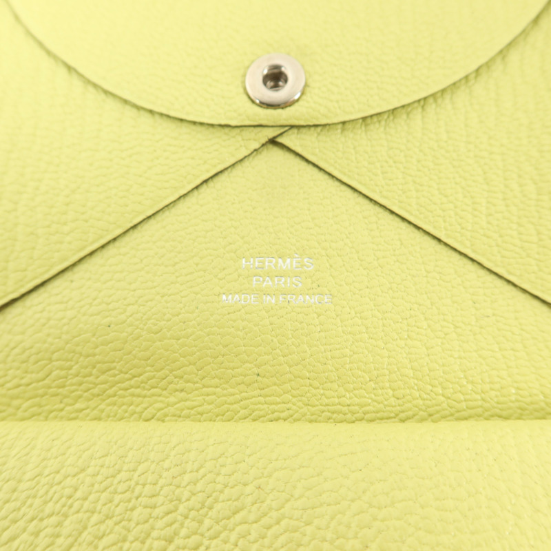 HERMES Chevre皮革Calvi Duo Card Holder卡片套Jaune Bourgeon-6