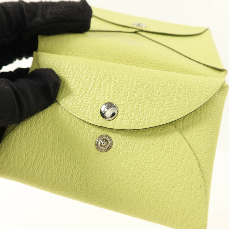 HERMES Chevre皮革Calvi Duo Card Holder卡片套Jaune Bourgeon-8