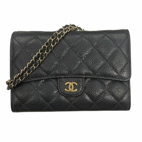 CHANEL 香奈兒 A84512 迷你WOC 荔枝皮 黑色 金釦