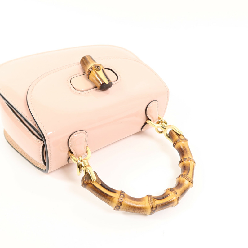 GUCCI 漆皮皮革Bamboo 1947 Mini Top Handle Bag鏈帶手挽肩背兩用袋-7