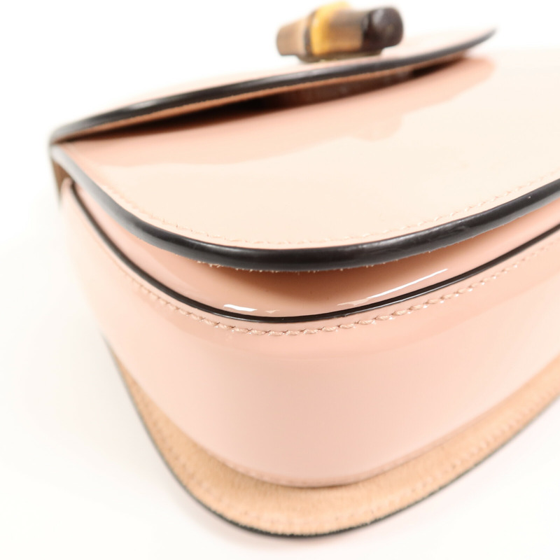 GUCCI 漆皮皮革Bamboo 1947 Mini Top Handle Bag鏈帶手挽肩背兩用袋-10