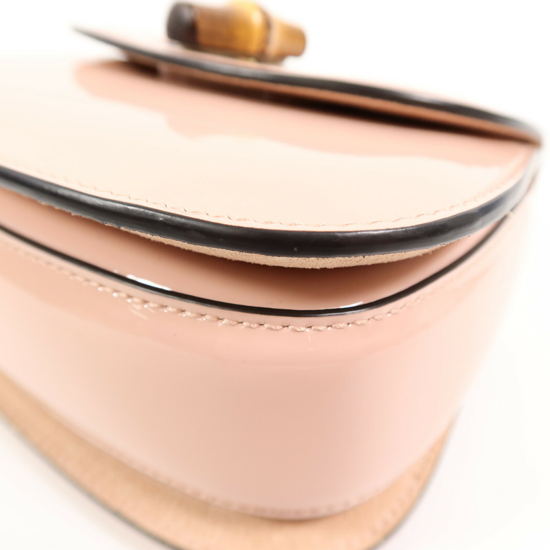 GUCCI 漆皮皮革Bamboo 1947 Mini Top Handle Bag鏈帶手挽肩背兩用袋-11