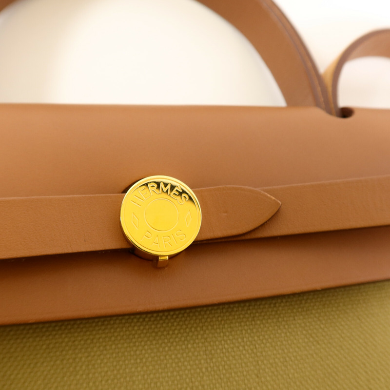 HERMES 帆布Herbag PM肩背袋Poussiere/Fauve-5