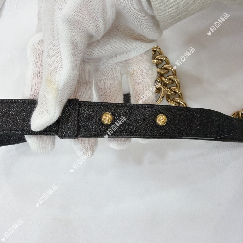 莉亞精品♡Chanel Boy25 山型紋黑淡金-12