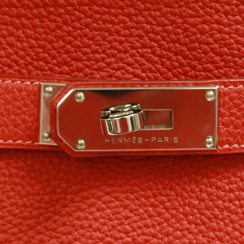 HERMES Togo皮革Jypsiere 34肩背袋Rouge Casaque-7