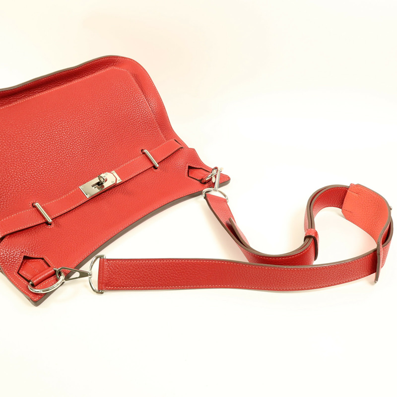 HERMES Togo皮革Jypsiere 34肩背袋Rouge Casaque-8