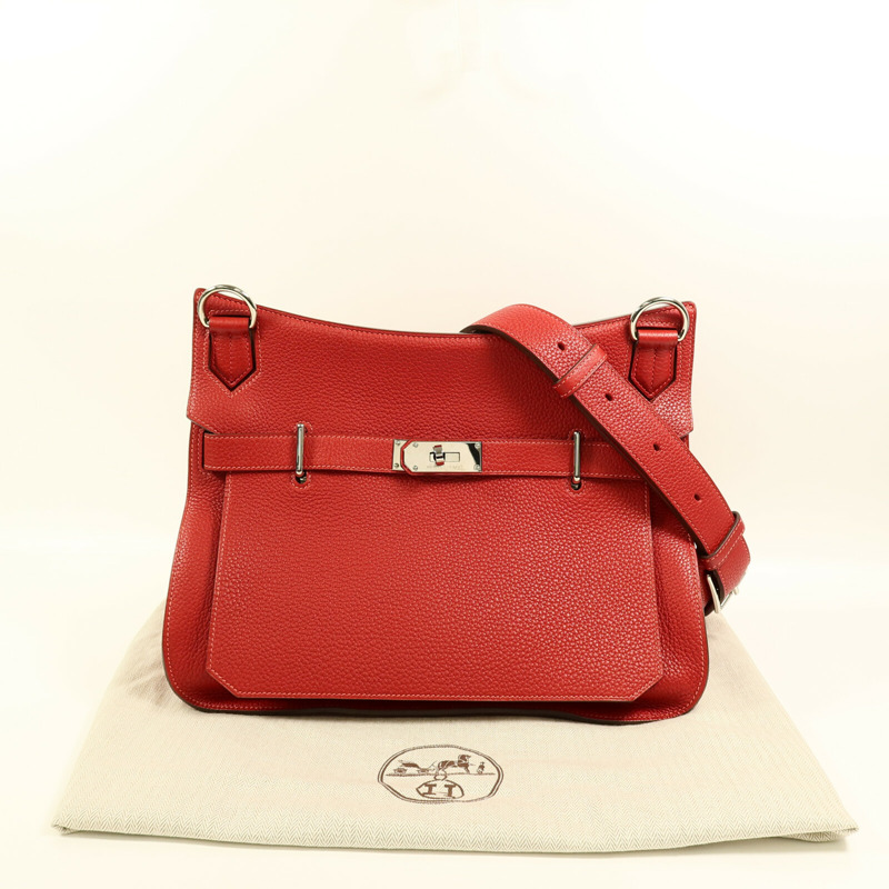 HERMES Togo皮革Jypsiere 34肩背袋Rouge Casaque-9