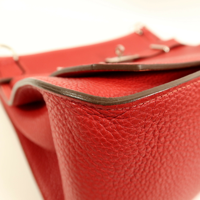HERMES Togo皮革Jypsiere 34肩背袋Rouge Casaque-10