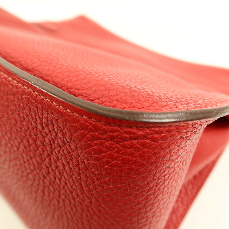 HERMES Togo皮革Jypsiere 34肩背袋Rouge Casaque-13