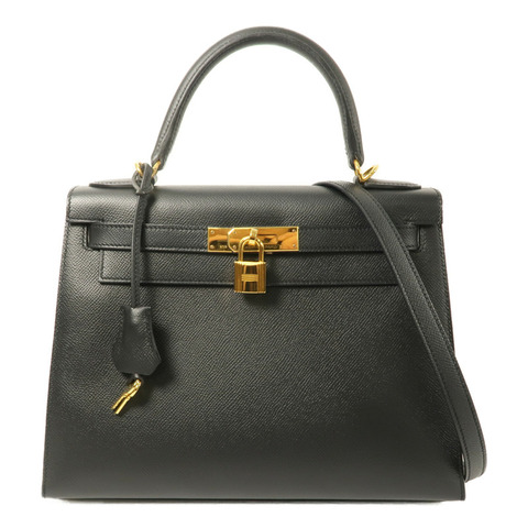 HERMES Epsom皮革Kelly 28手挽肩背兩用袋Noir