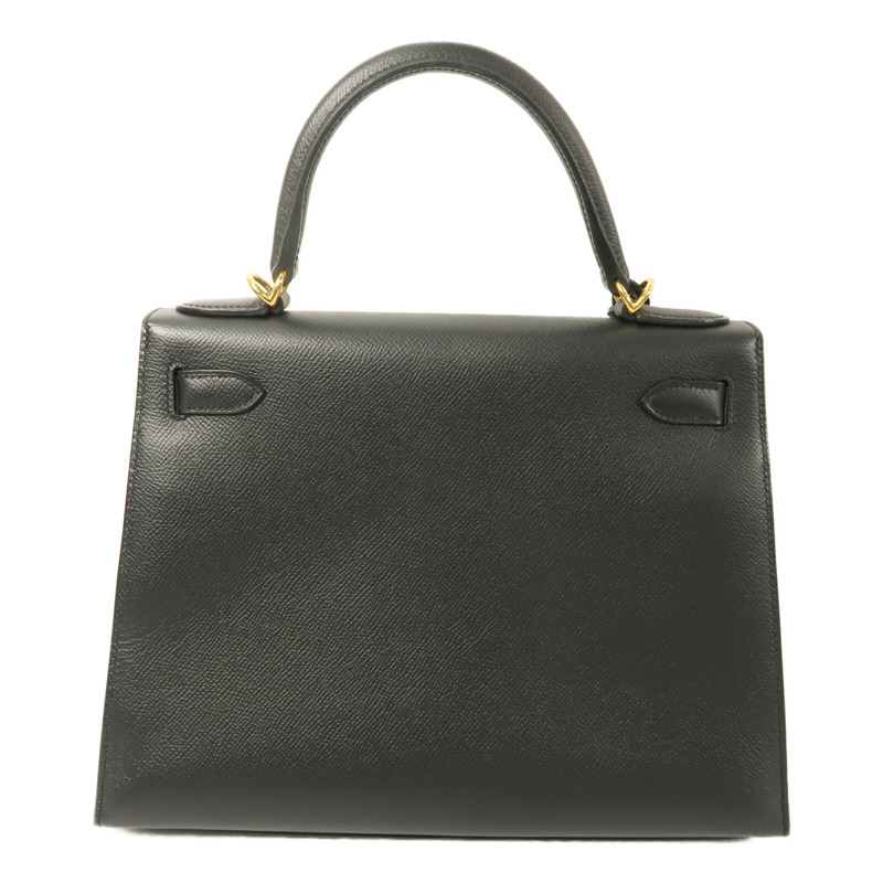 HERMES Epsom皮革Kelly 28手挽肩背兩用袋Noir-1