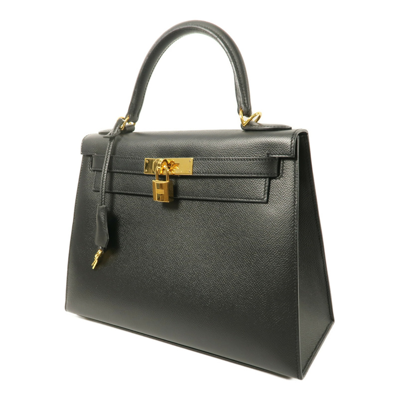 HERMES Epsom皮革Kelly 28手挽肩背兩用袋Noir-2