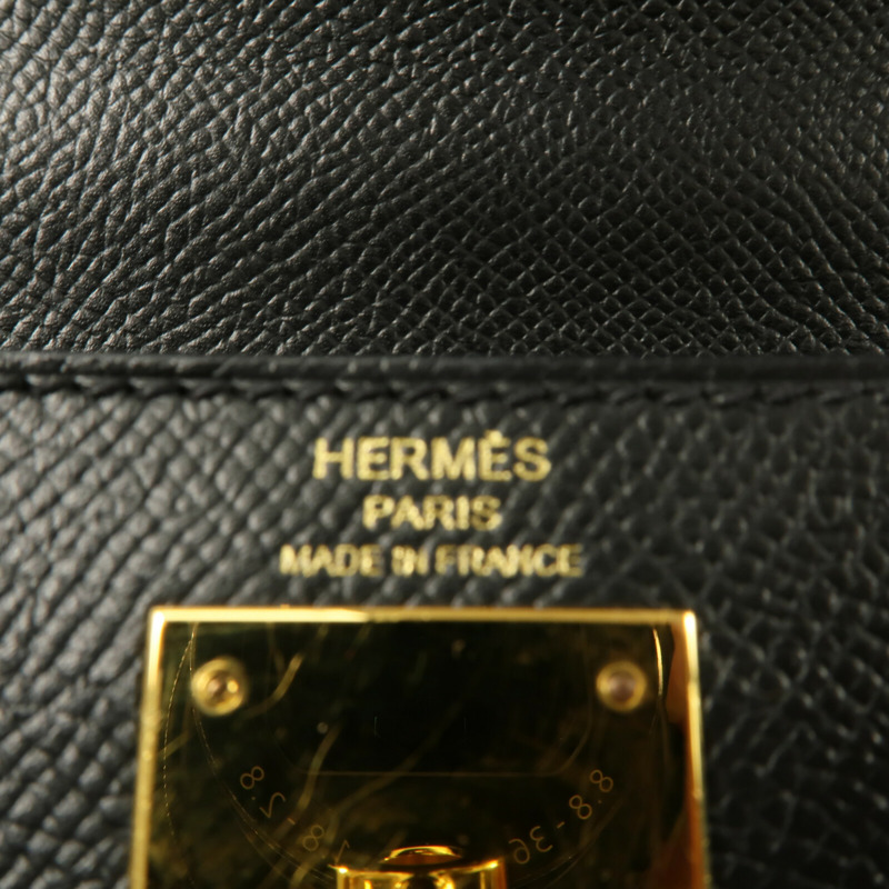 HERMES Epsom皮革Kelly 28手挽肩背兩用袋Noir-5
