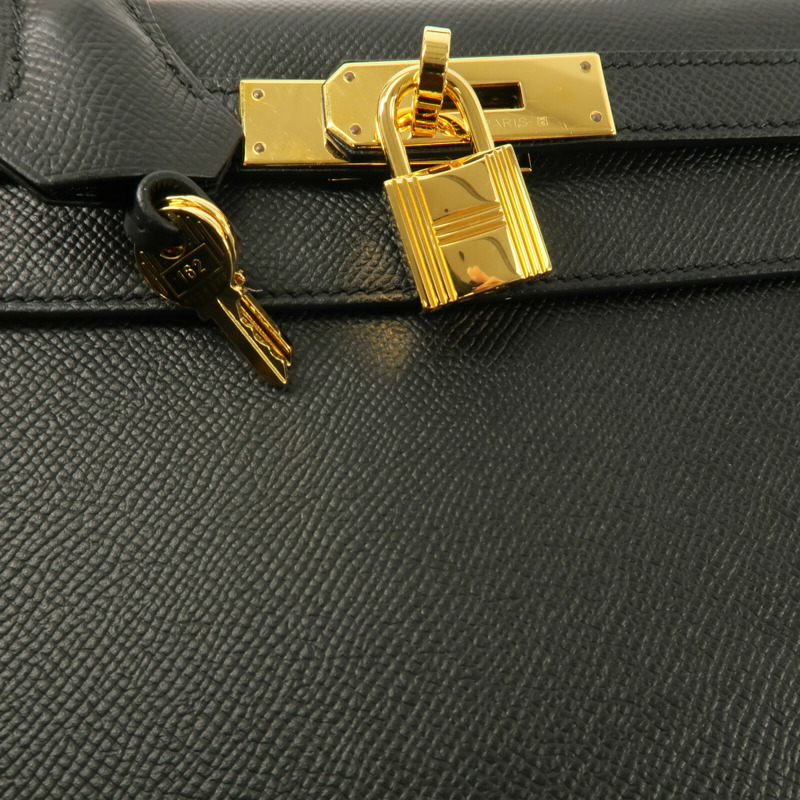 HERMES Epsom皮革Kelly 28手挽肩背兩用袋Noir-7