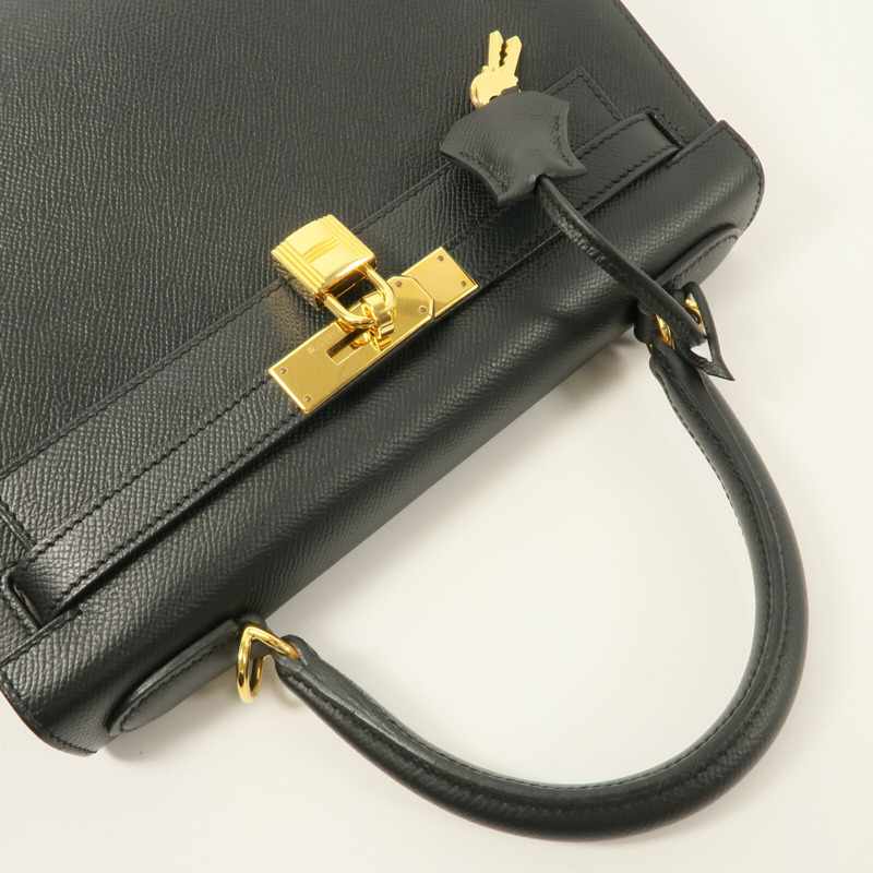 HERMES Epsom皮革Kelly 28手挽肩背兩用袋Noir-8