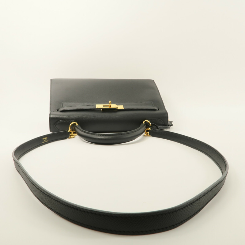 HERMES Epsom皮革Kelly 28手挽肩背兩用袋Noir-9