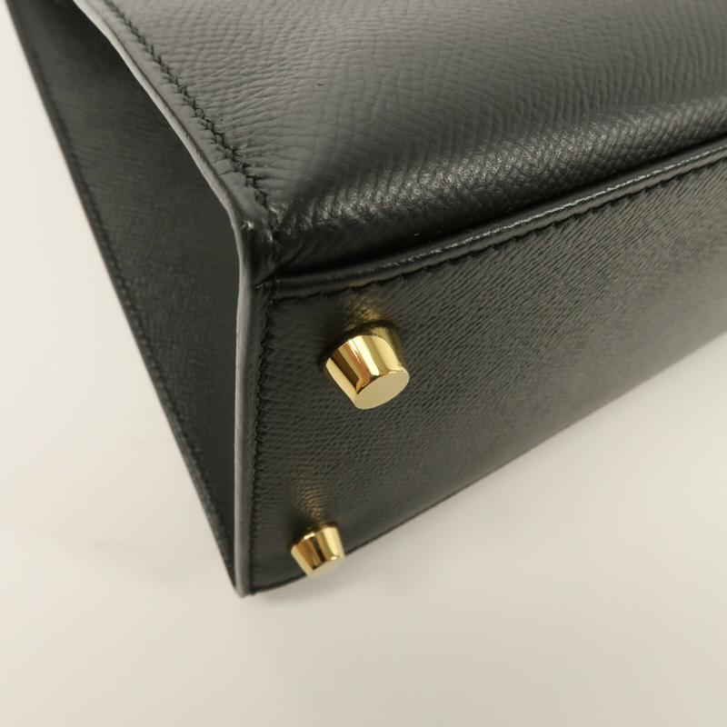 HERMES Epsom皮革Kelly 28手挽肩背兩用袋Noir-13