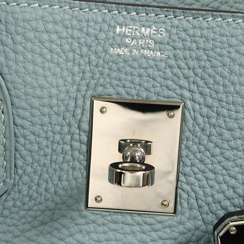 HERMES Togo皮革Birkin 30手挽袋Blue Ciel-8