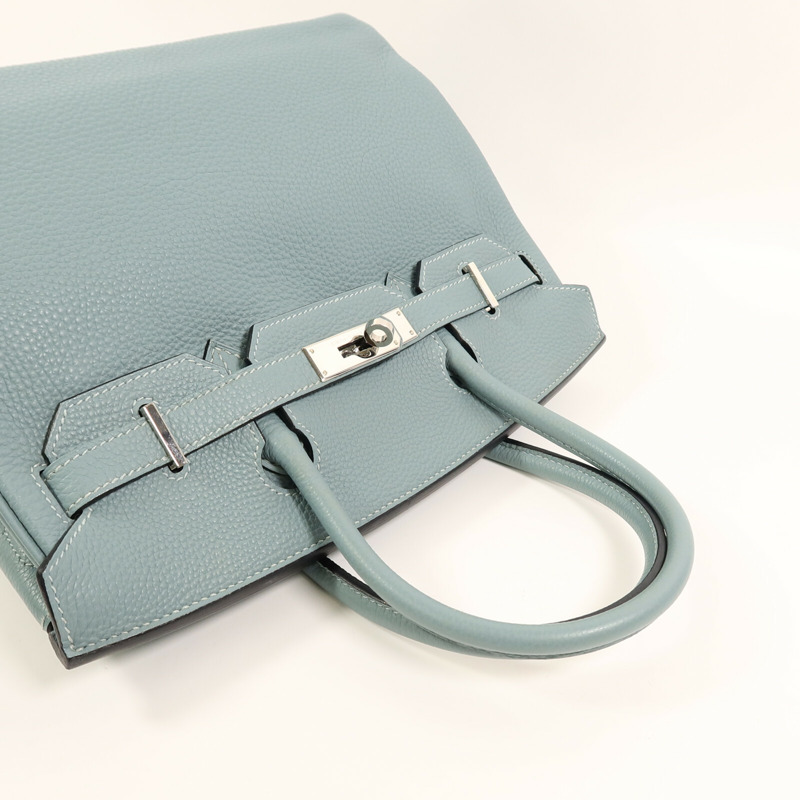 HERMES Togo皮革Birkin 30手挽袋Blue Ciel-10