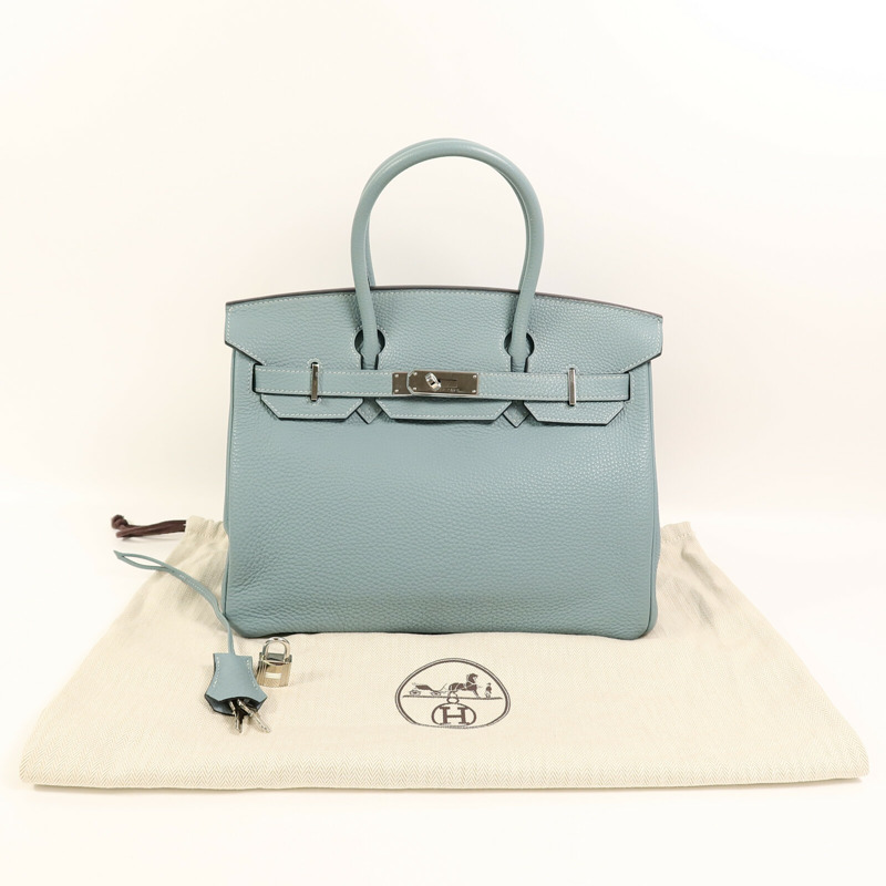 HERMES Togo皮革Birkin 30手挽袋Blue Ciel-11