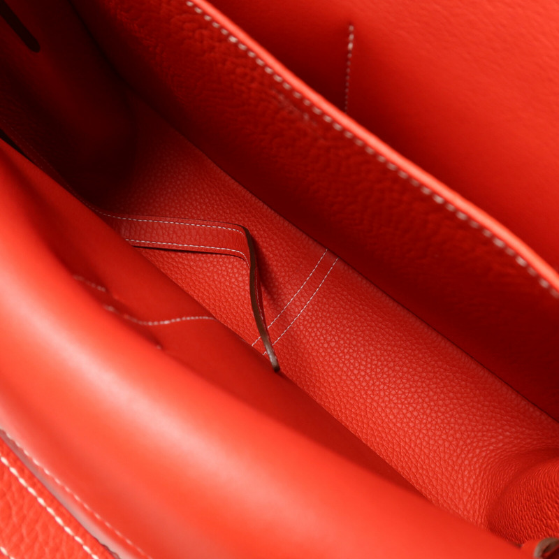 HERMES Clemence皮革Halzan 31手挽肩背兩用袋Rouge Tomato-4