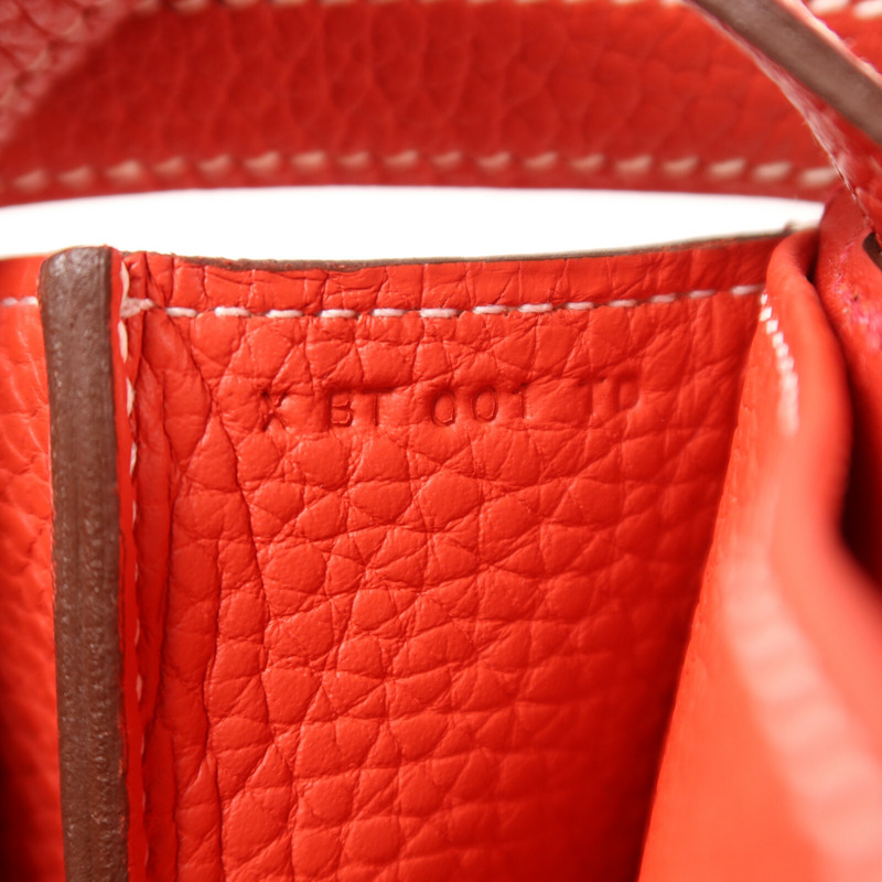 HERMES Clemence皮革Halzan 31手挽肩背兩用袋Rouge Tomato-6