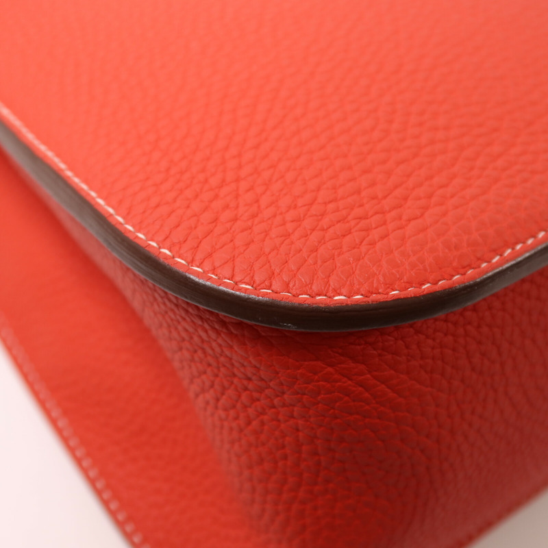 HERMES Clemence皮革Halzan 31手挽肩背兩用袋Rouge Tomato-12