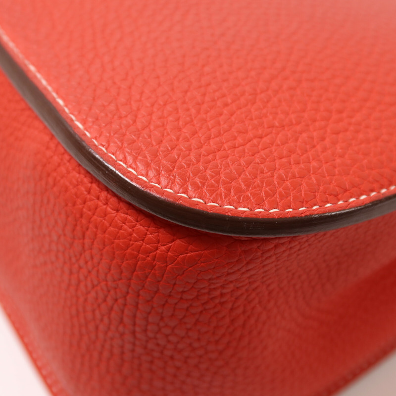 HERMES Clemence皮革Halzan 31手挽肩背兩用袋Rouge Tomato-13