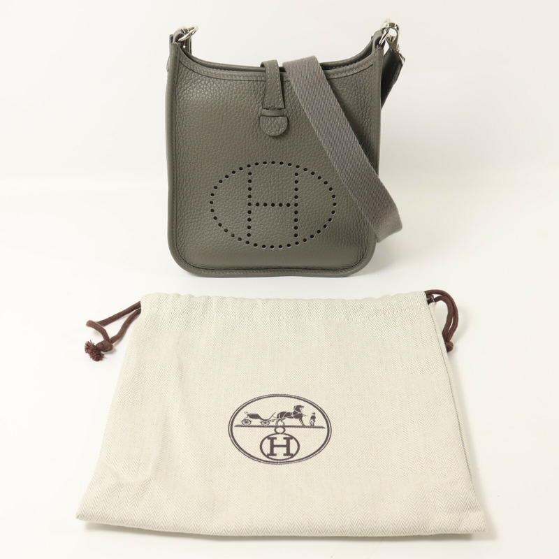 HERMES Clemence皮革Evelyne TPM肩背袋Gris Meyer-9