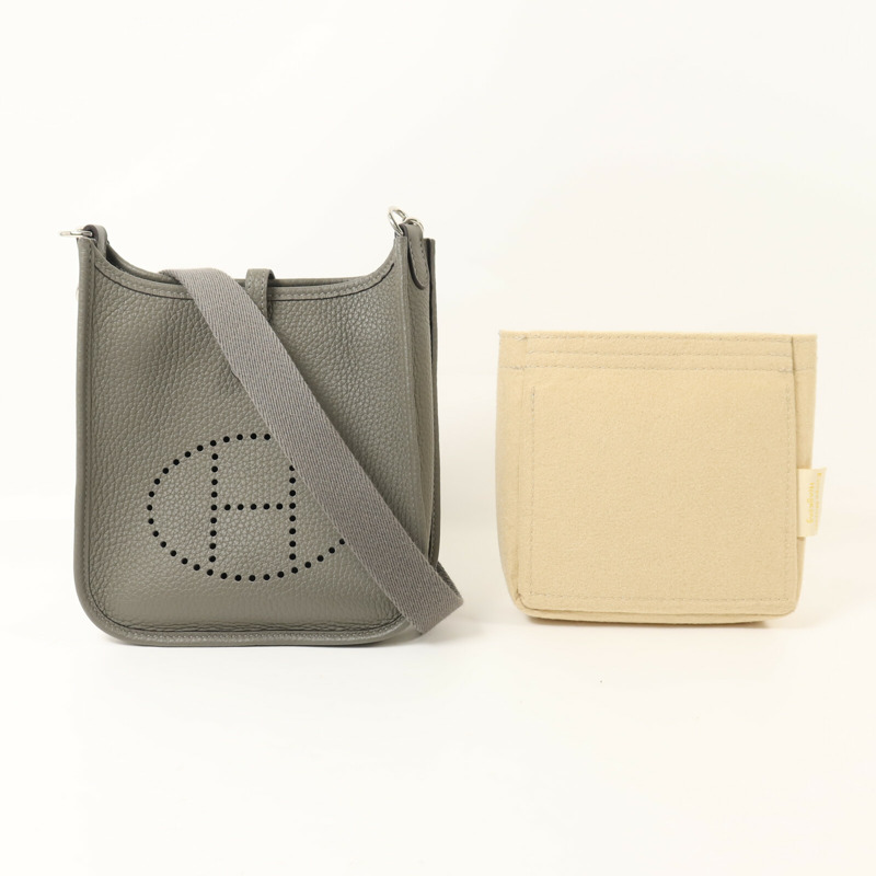 HERMES Clemence皮革Evelyne TPM肩背袋Gris Meyer-15