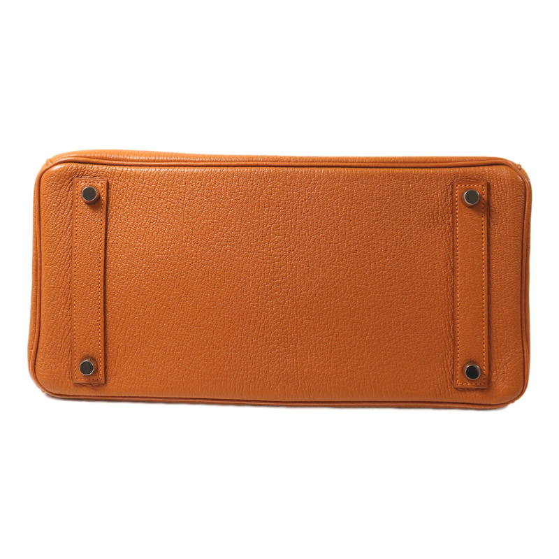 HERMES Chevre皮革Birkin 32 Hac手挽袋Orange-3