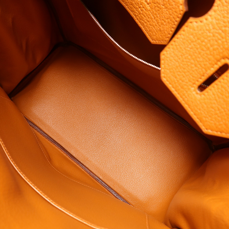 HERMES Chevre皮革Birkin 32 Hac手挽袋Orange-4