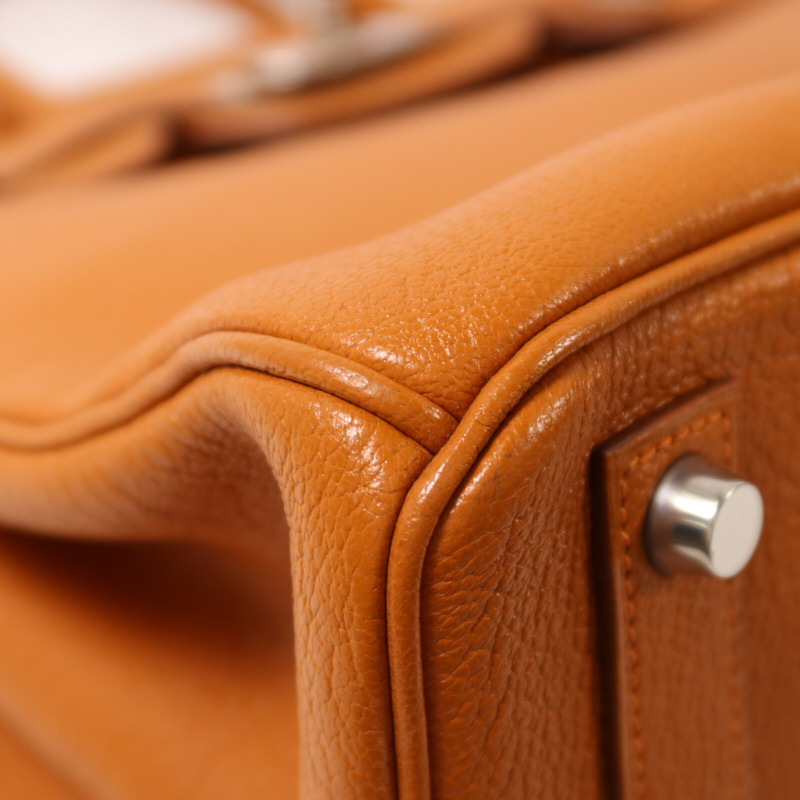 HERMES Chevre皮革Birkin 32 Hac手挽袋Orange-10