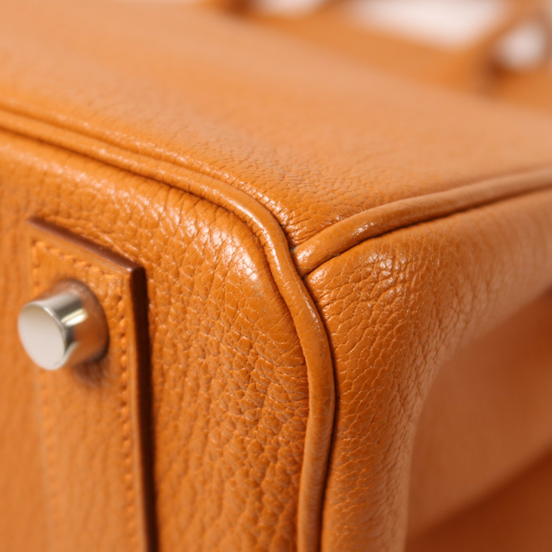 HERMES Chevre皮革Birkin 32 Hac手挽袋Orange-13