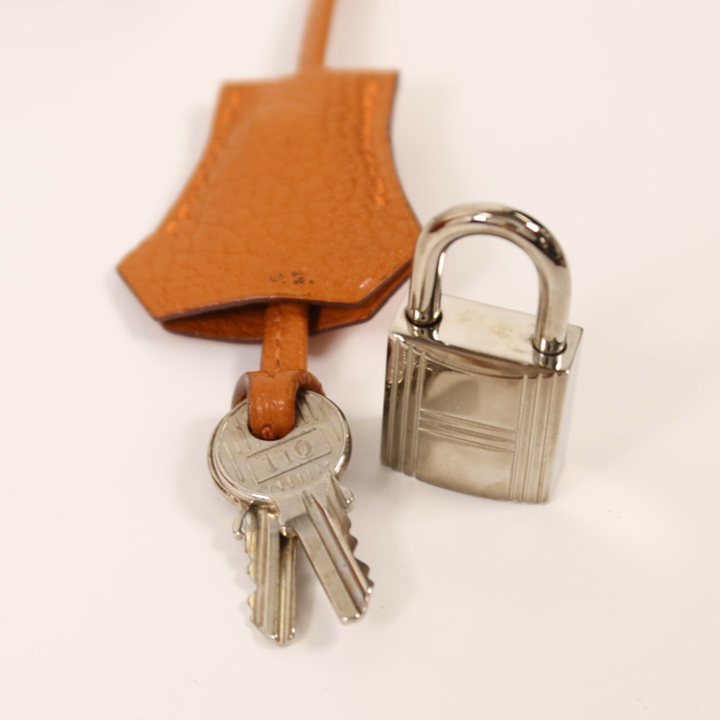 HERMES Chevre皮革Birkin 32 Hac手挽袋Orange-14