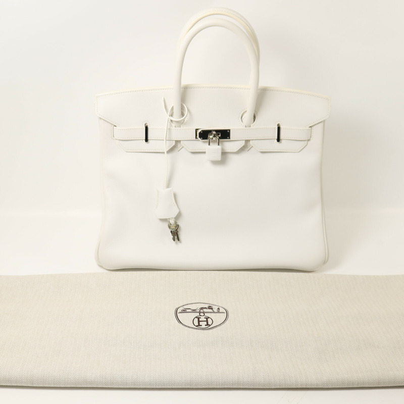 HERMES Epsom皮革Birkin 35手挽袋Blanc-8
